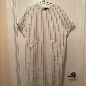 Striped White and Black Quilted Dress